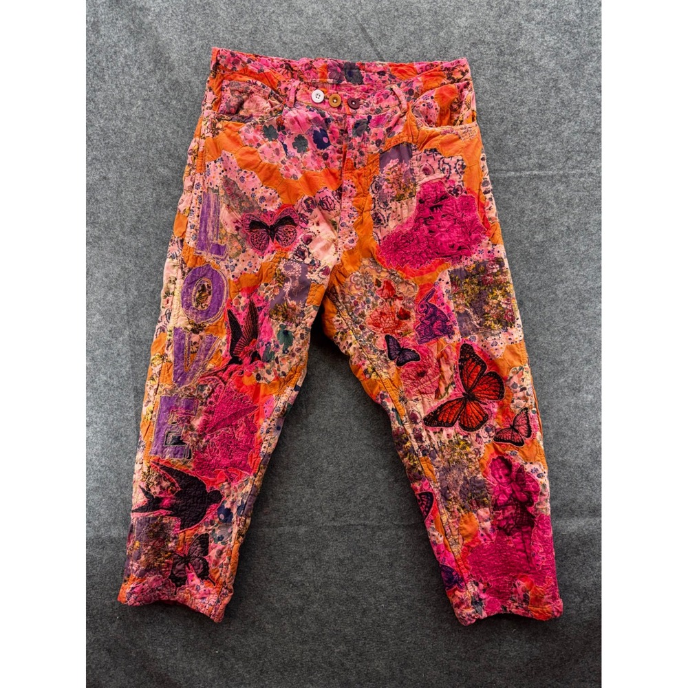 Magnolia Pearl Love Co Quilt Nature Pant Size OS Patchwork Pink Orange Boho - Picture 2 of 16
